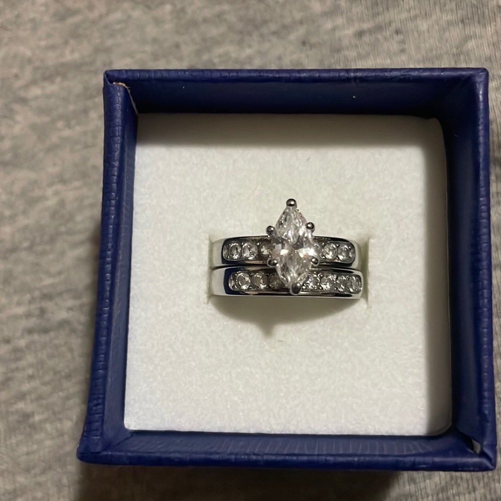 Blue Steel Sterling Silver Wedding Band